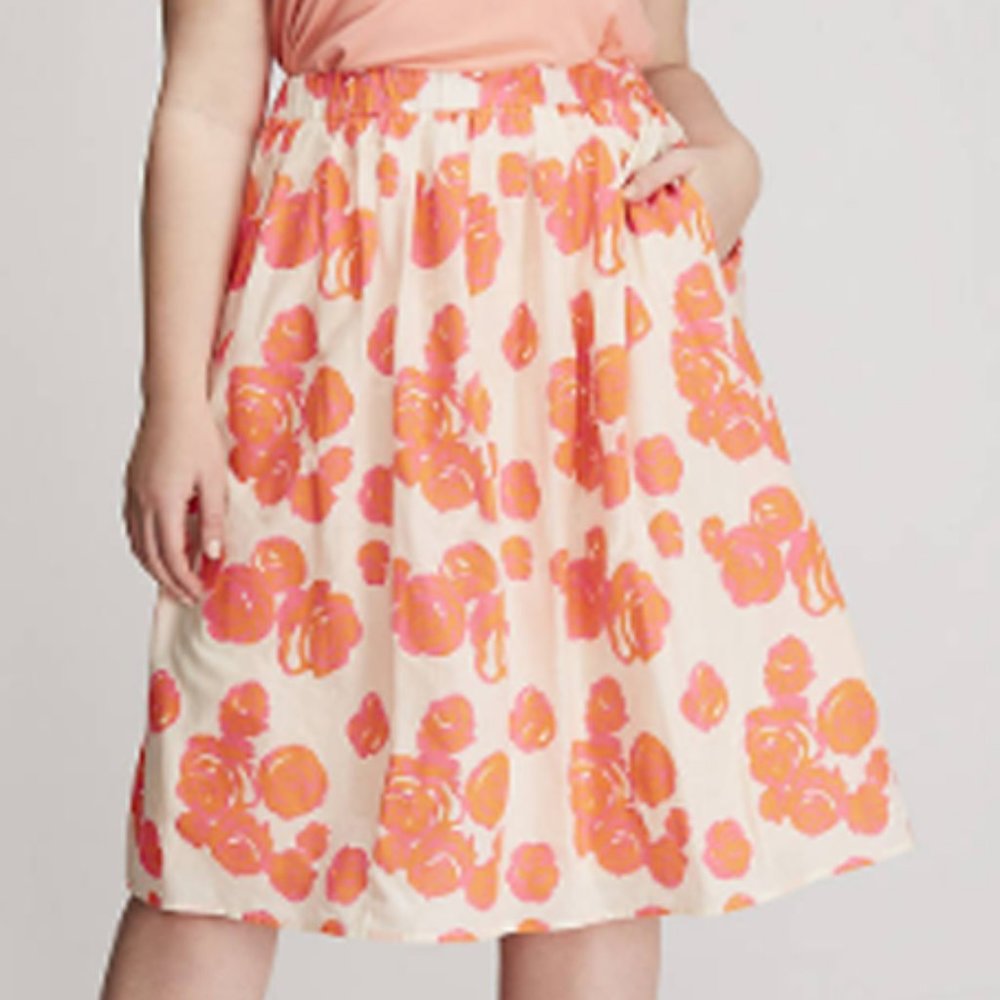 Bright Floral Circle Skirt Pockets Lined 26/28 4X